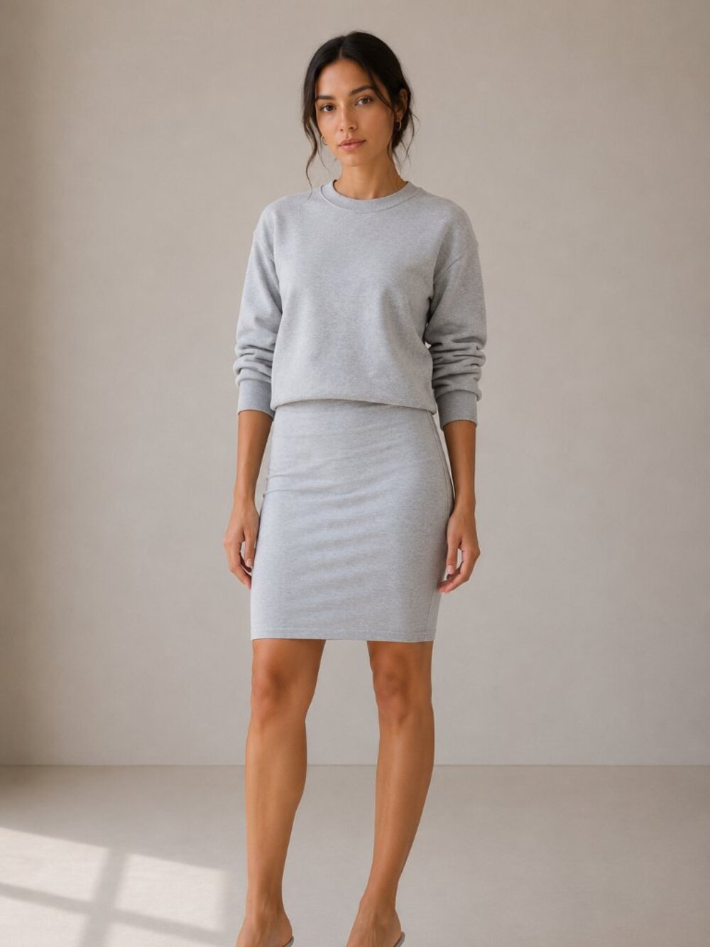 Minimalist Pencil Skirt in Heather Grey - NWT Casual Style